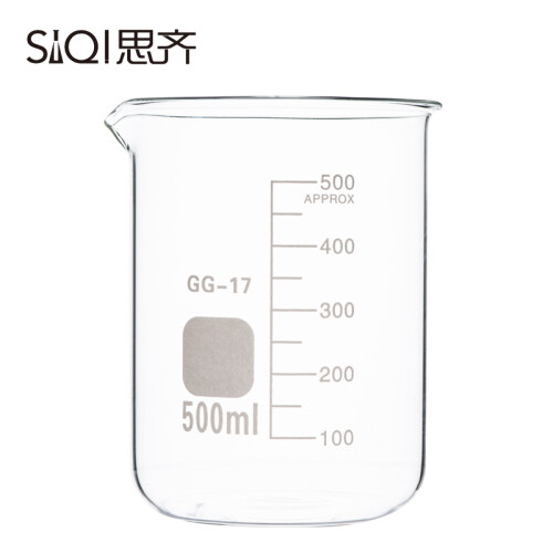 思齐（SiQi） 玻璃烧杯 500ml 耐高温 刻度杯 加厚玻璃仪器 实验器材