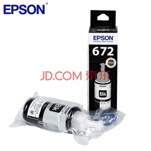 【京东直采】爱普生（EPSON）T6721原装墨水适用L360/L310/1300/L380/405 墨仓式打印机墨水T672黑色墨水