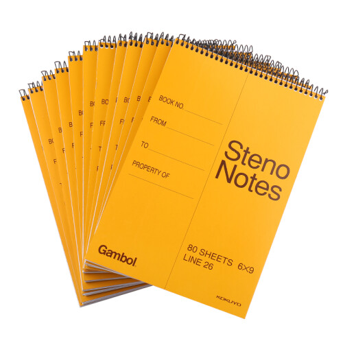 日本国誉(KOKUYO)Gambol渡边螺旋装订速记本子/记事本 6x9寸（8mm中央分栏线26行）80页竖翻 12本装WCN-S6090