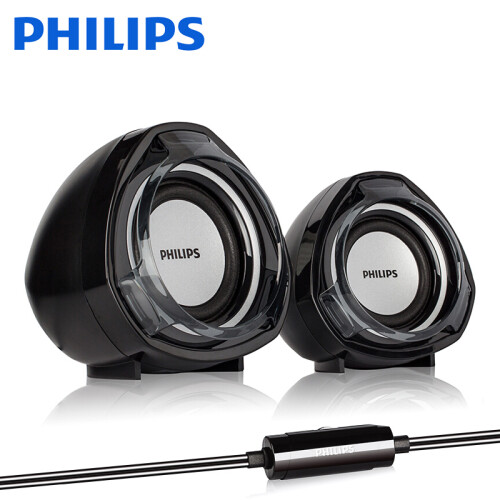 飞利浦（PHILIPS） 电脑蓝牙音响 家用台式笔记本便携迷你重低音炮 USB手机桌面游戏线控小音箱 黑色标配