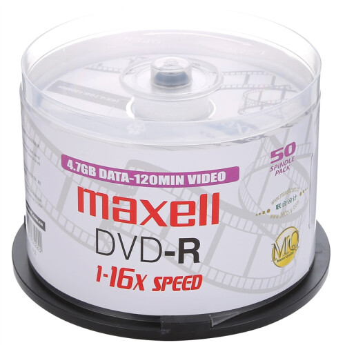 麦克赛尔（maxell）DVD-R光盘 刻录光盘 光碟 空白光盘 16速4.7G 影音系列桶装50片京东特供