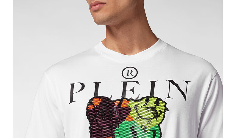 21，PHILIPP PLEIN 2024年夏季男士Teddy Bear圓領短袖T賉 白色 S