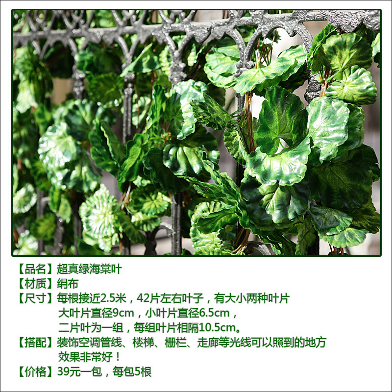 
                                        
                                        畅宁 花藤藤条【高仿真叶 1包(5根)】仿真植物绿叶藤条 庭院装饰仿真花假花干花家居装饰 (葡萄叶1包(5根))                