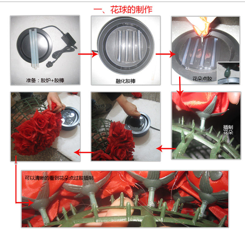 
                                        玫瑰花球仿真花绢花 1个4种型号可选　商场婚庆4S店庆典装饰 肉粉色 1号(整球直径42厘米)                