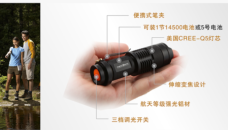 亚马逊应急灯照明LED强光手电筒充电远射防水家用消防手电A6