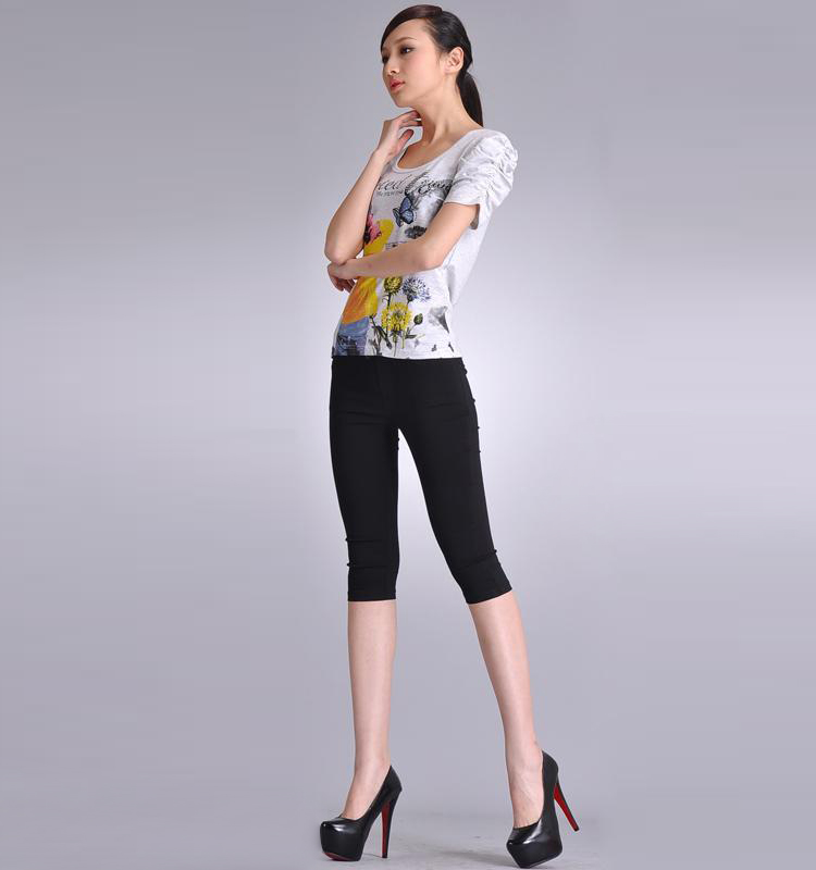 袂影 2013夏装新款 <em>女</em>裤子新款黑色<em>紧身裤</em> <em>白色</em>