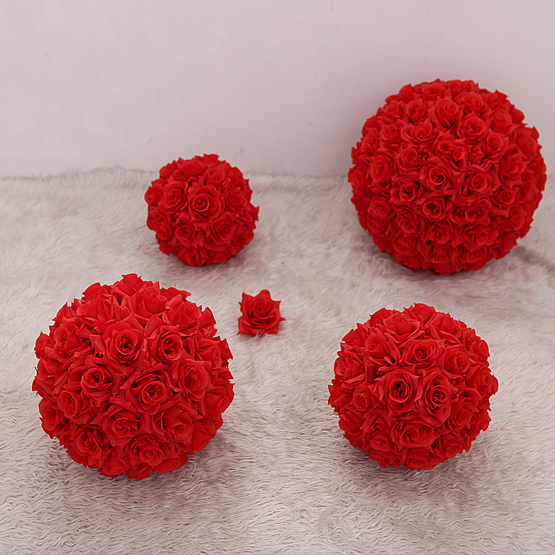 
                                        玫瑰花球仿真花绢花 1个4种型号可选　商场婚庆4S店庆典装饰 肉粉色 1号(整球直径42厘米)                
