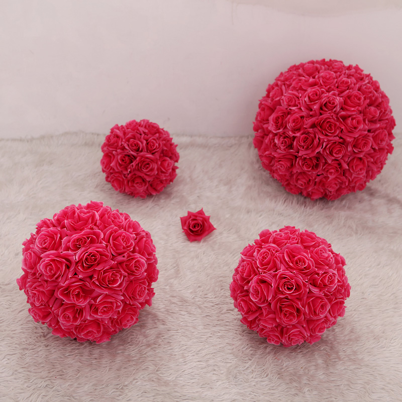 
                                        玫瑰花球仿真花绢花 1个4种型号可选　商场婚庆4S店庆典装饰 肉粉色 1号(整球直径42厘米)                