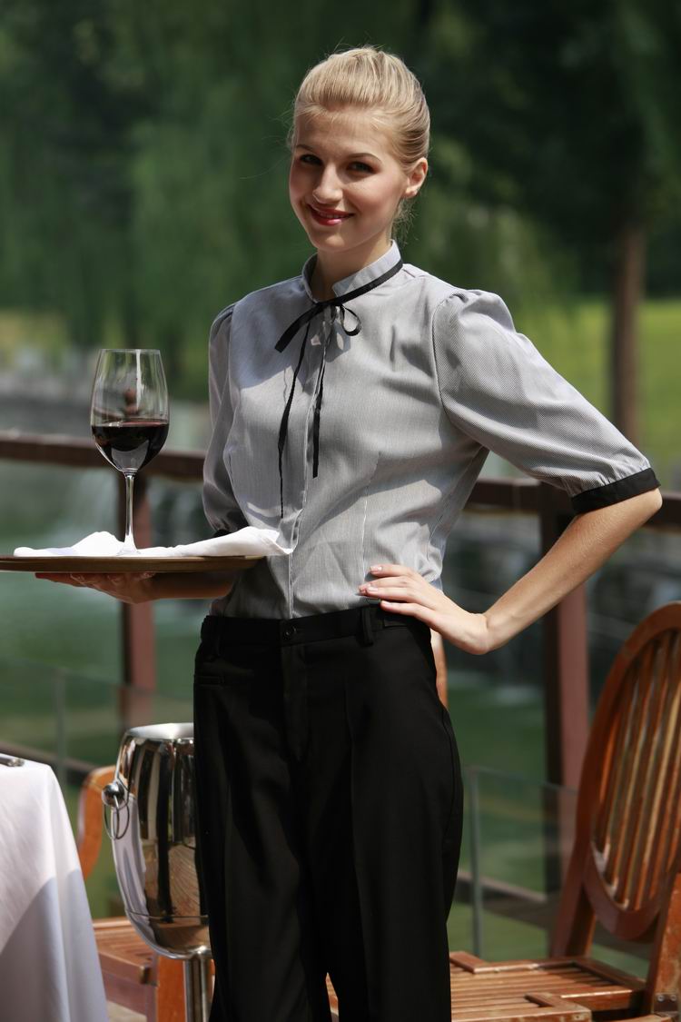 多米来checkedout服务员服装酒店高档餐厅工作服s6305