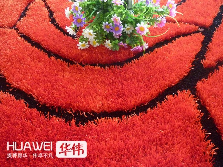 
                                        华伟韩国丝玫瑰花地垫 卧室床前门厅脚垫 中式田园可爱门垫心心相印70*140cm                