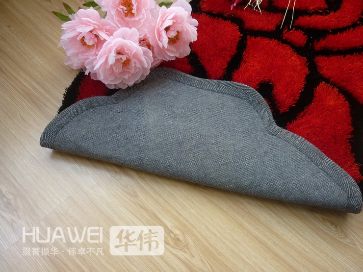 
                                        华伟韩国丝玫瑰花地垫 卧室床前门厅脚垫 中式田园可爱门垫心心相印70*140cm                