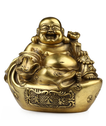 吉善缘 纯铜黄金袋开光弥勒佛摆件 笑佛像招财镇宅家居风水