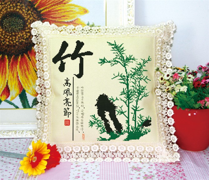 
                                        绣美人抱枕梅兰竹菊十字绣四件套装精准印花抱枕家居装饰房间靠枕汽车枕                
