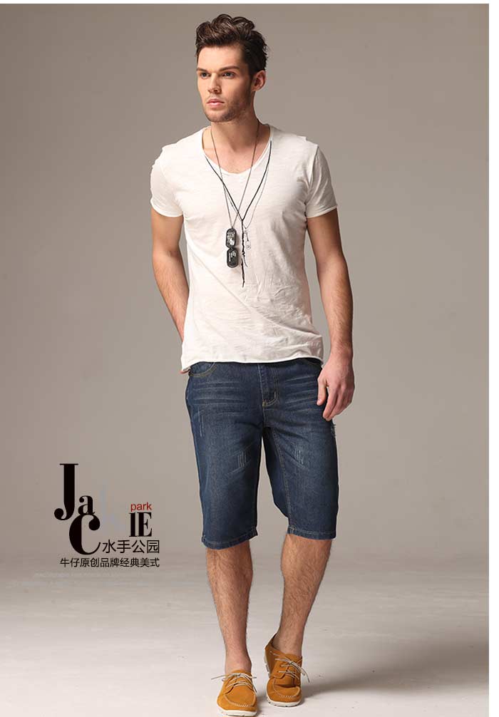Jackie Park 支持<em>货到付款</em>男士<em>牛仔</em>中裤五分男