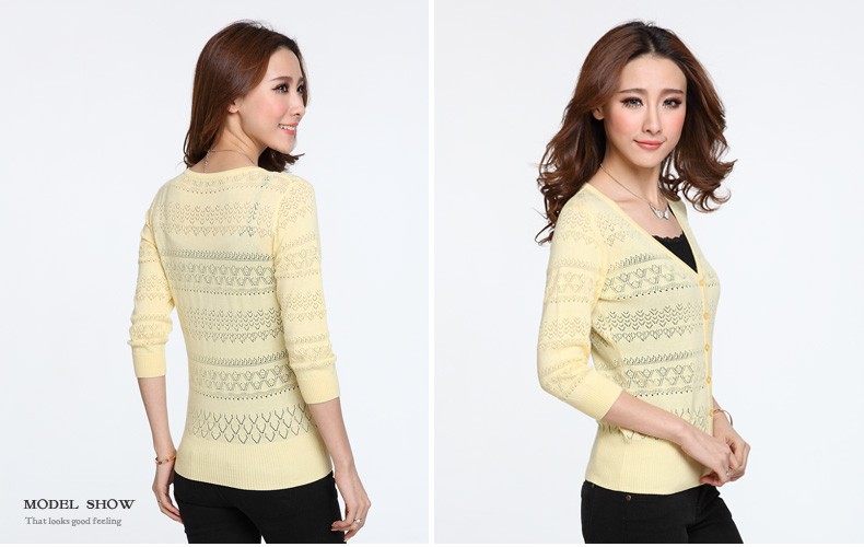 如云阁 2014春夏新装镂空勾花纯棉<em>薄开衫</em>七分