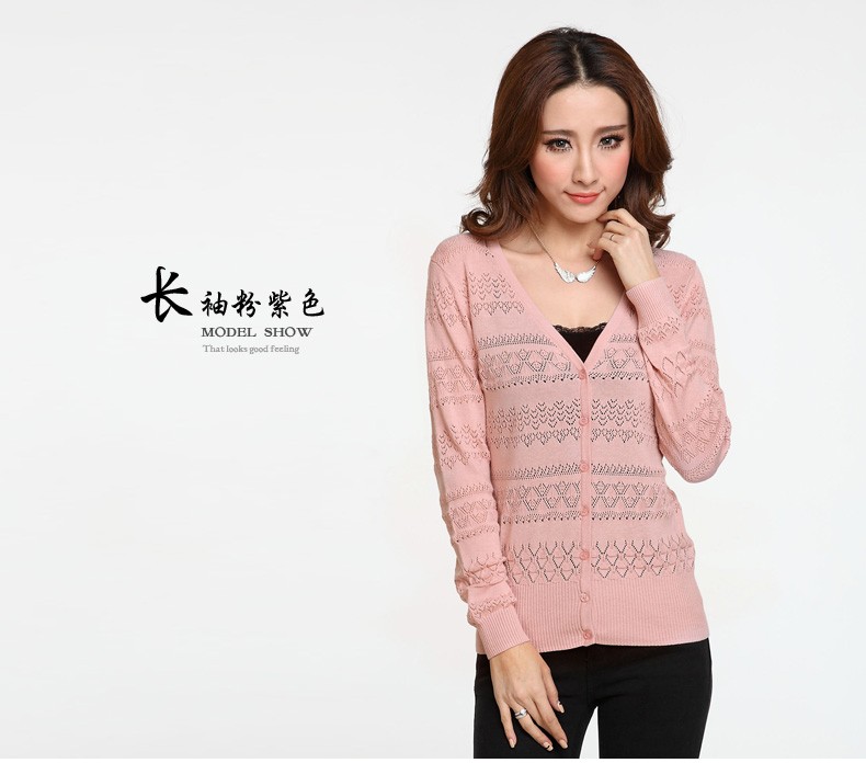 如云阁 2014春夏新装镂空勾花纯棉<em>薄开衫</em>七分