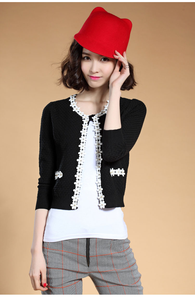 擅变2014<em>春夏</em>装新款<em>女</em>长袖<em>短款针织</em>小<em>开衫</em>外