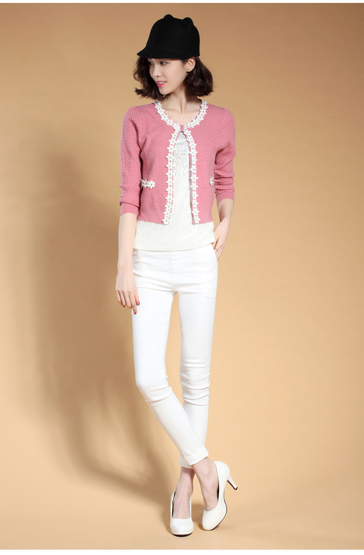 擅变2014春夏装新款<em>女长袖短款针织</em>小<em>开衫</em>外