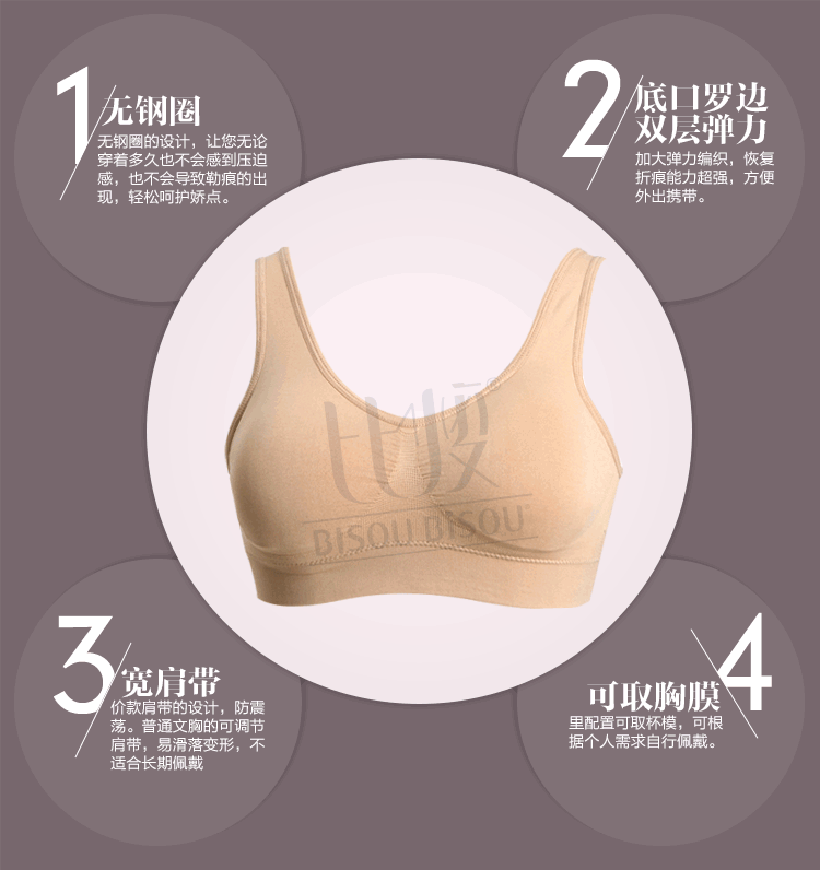 比瘦BISOUBISOU 收副乳无痕<em>运动背心文胸</em>无