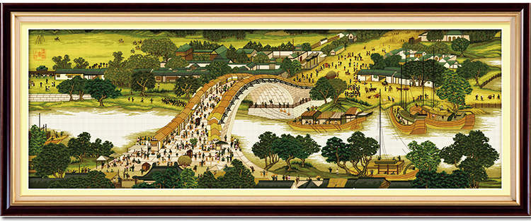钟爱一生十字绣清明上河图2米全景套件拱桥版印花客厅大画 古绢布3股绣 生态棉线