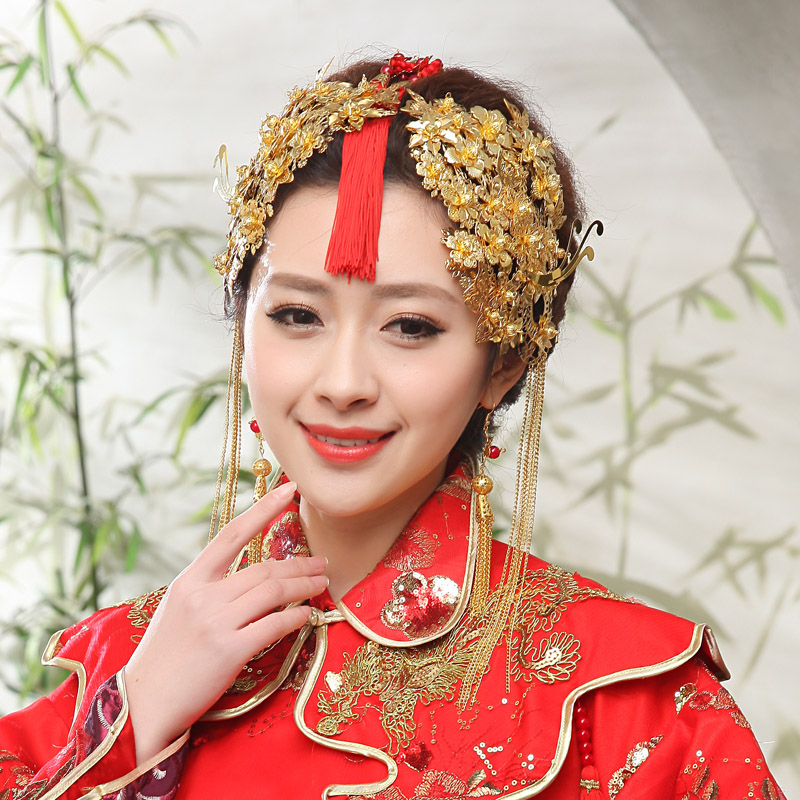 tslyzm中式新娘古代头饰凤冠霞帔 古典结婚发饰旗袍秀禾服发梳演出配图片