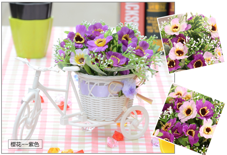 
                                        【畅宁】仿真花套装 小车花插花套装 套装假花装饰花瓶塑料花绢花干花家居装饰品 (小向日葵) (小车丝带颜色 随机)                