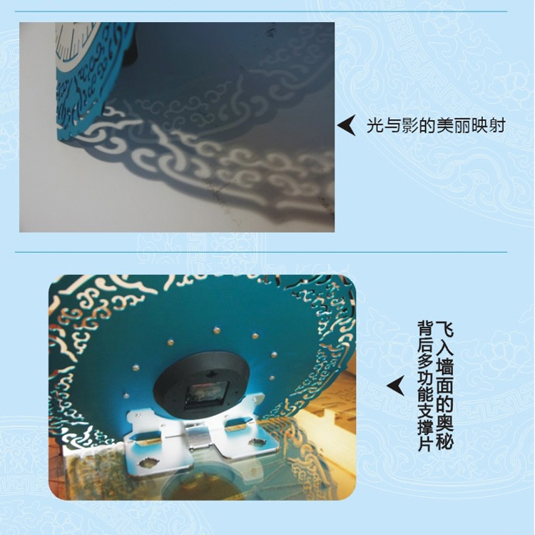 灵家正品创意钟静音时钟中式石英钟挂表青花9号cm0128蓝色