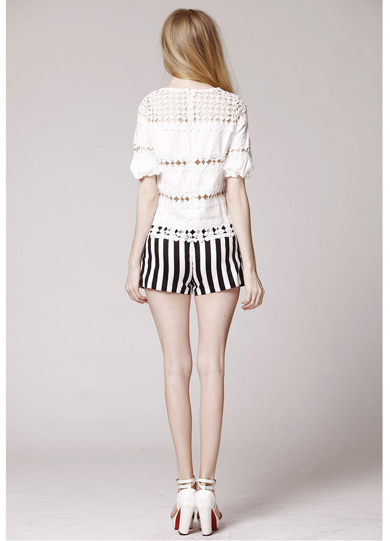 米欧尼 2014夏装新款 时尚百搭<em>大码条纹</em>热裤女