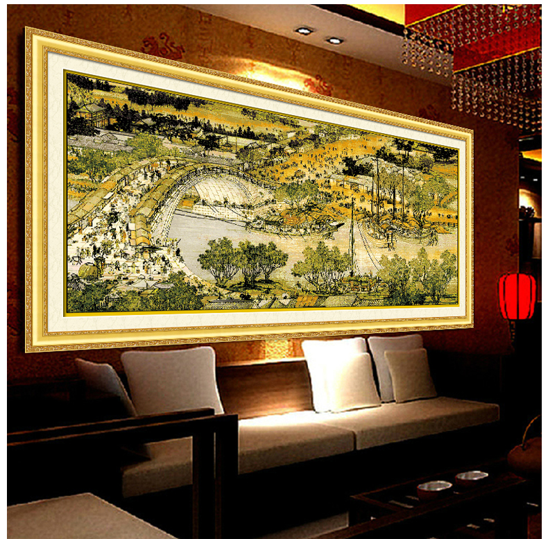 
                                                            KS十字绣官方旗舰店客厅新款珍藏大画风景清明上河图系列1.5米6米22米定制酒店大幅风水线绣 【白色底布】8400全卷600X73CM6.0米版 用三股棉线绣                