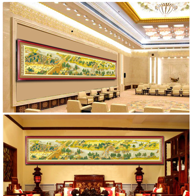 
                                                            KS十字绣官方旗舰店客厅新款珍藏大画风景清明上河图系列1.5米6米22米定制酒店大幅风水线绣 【白色底布】8400全卷600X73CM6.0米版 用三股棉线绣                