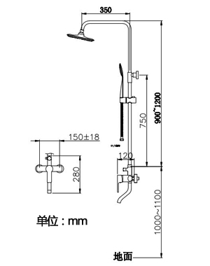 乐谷卫浴 飞瀑 环形增压三出水淋浴花洒套装,乐
