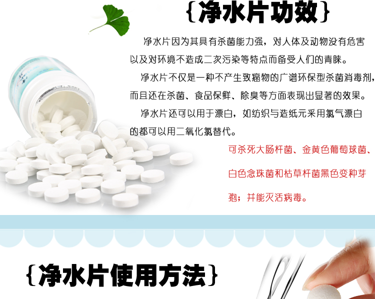 polopa 瓶装净水片/饮水消毒丸/消毒片100粒装 户外野营必备