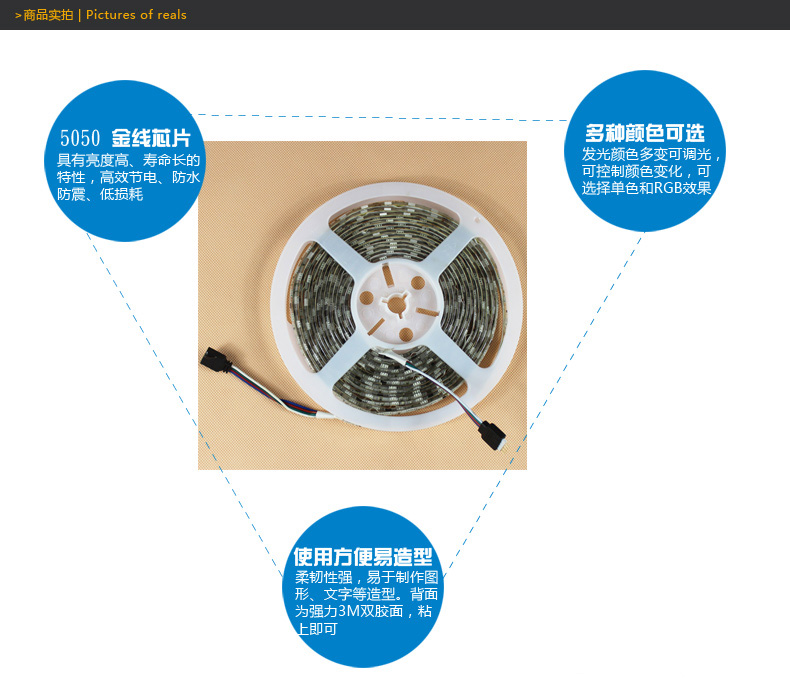 创华星LED灯带 5050贴片LED七彩RGB灯带 客厅柜台软灯条灯带  LED明亮灯带 10米+10A电源+44键控制