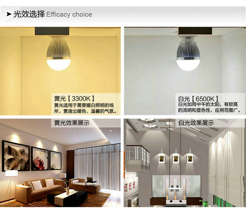 爱惟3WLED球泡灯LED灯泡LED节能灯LED光源E27螺口大功率5W超亮7W节能 白光 7W