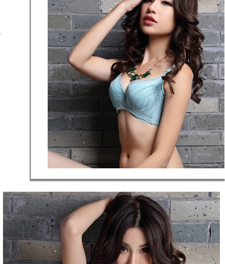 调整型收副乳内衣 薄纱刺绣金边蕾丝女士<em>文胸</em>