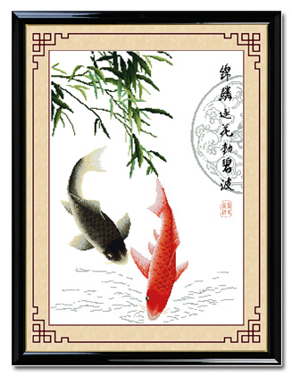
                                        钟爱一生 印花十字绣客厅5D钻石画方钻竖版钻石绣贴钻画中式风格年年有余鱼 钻石画 清幽荷香52*68cm                