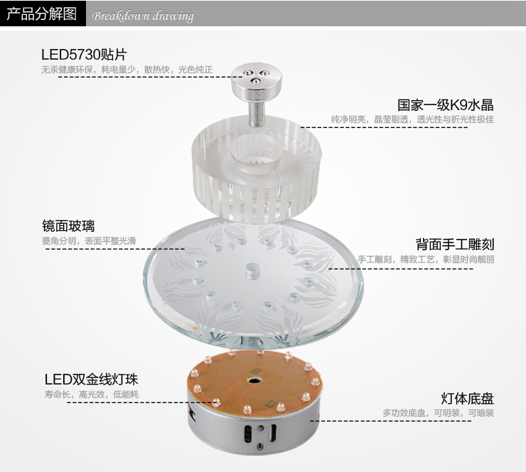 光印灯饰现代简约水晶壁灯具门厅灯过道灯走廊灯楼梯灯饰阳台灯 装饰灯3WMB105 MB1065