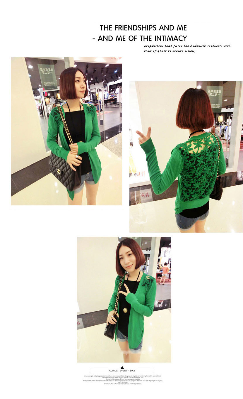 炫服庄 <em>春夏薄</em>款<em>针织开衫</em>女 蕾丝<em>长袖</em>空调衫防