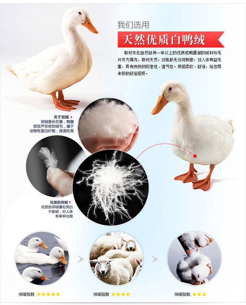 舒梦爱羽绒床垫 五星酒店双层加厚 鸭绒鸭毛床褥子 舒适保暖垫被 榻榻米软垫褥子 180x200cm