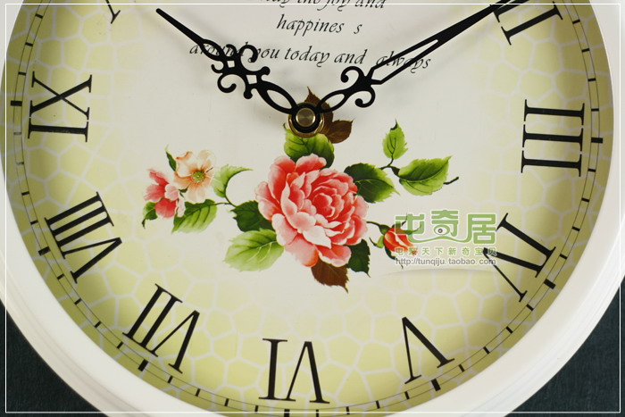 
                                        丽盛（LISHENG）欧式电表箱装饰画壁挂钟客厅无框画时钟挂表卧室静音油画钟表 花卉款                