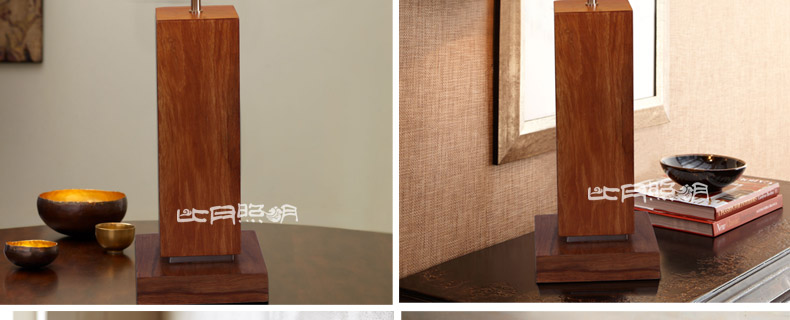 比月照明 中式红木灯卧室床头灯具现代简黄花梨木书房装饰台灯3215 采桑子