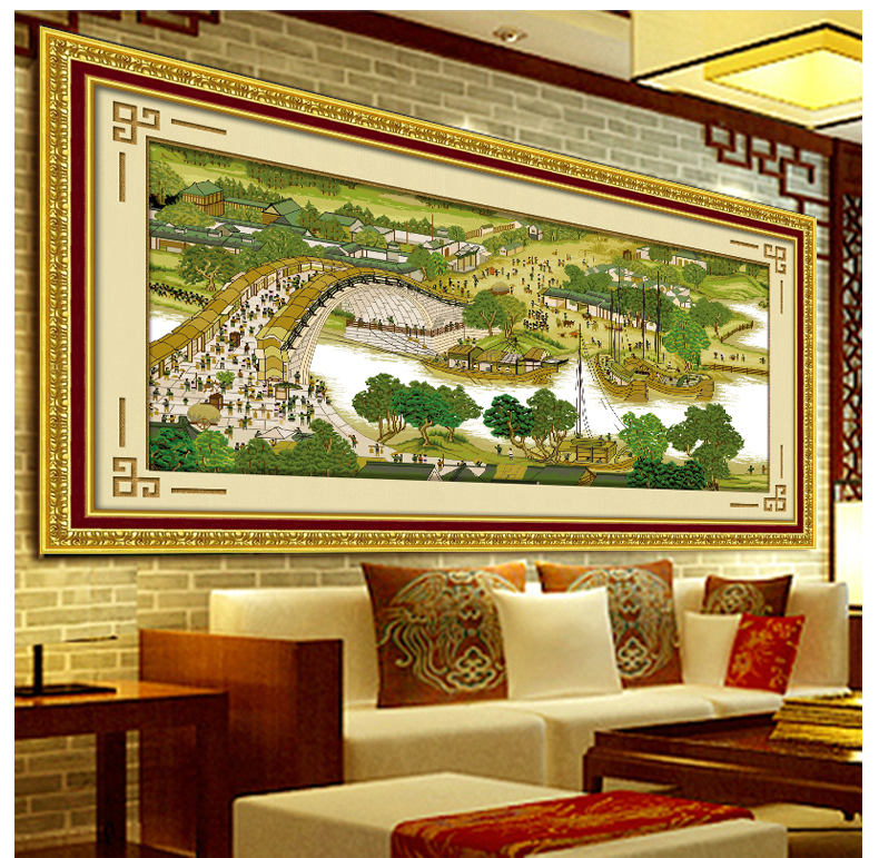 
                                                            KS十字绣官方旗舰店客厅新款珍藏大画风景清明上河图系列1.5米6米22米定制酒店大幅风水线绣 【白色底布】8400全卷600X73CM6.0米版 用三股棉线绣                