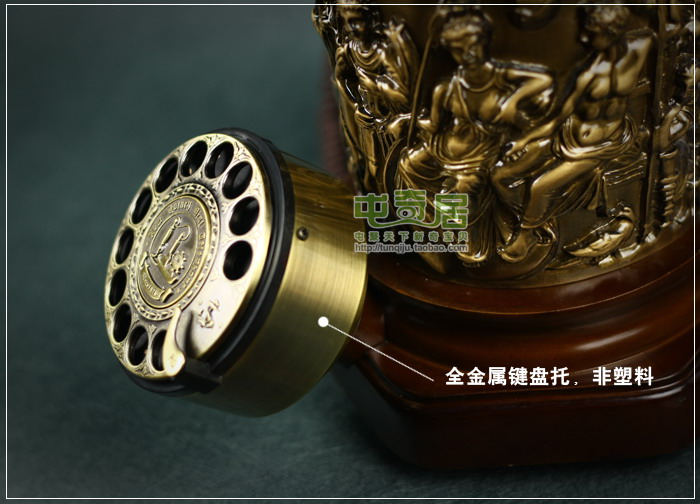 
                                        金属旋转拨盘仿古电话机/机械铃声/502BZ 古铜                
