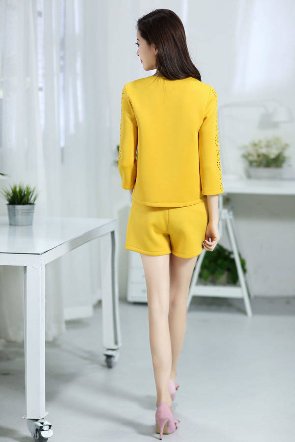 衣米丽2014新款春秋<em>雪纺</em>中<em>长袖套装短裤</em>YML