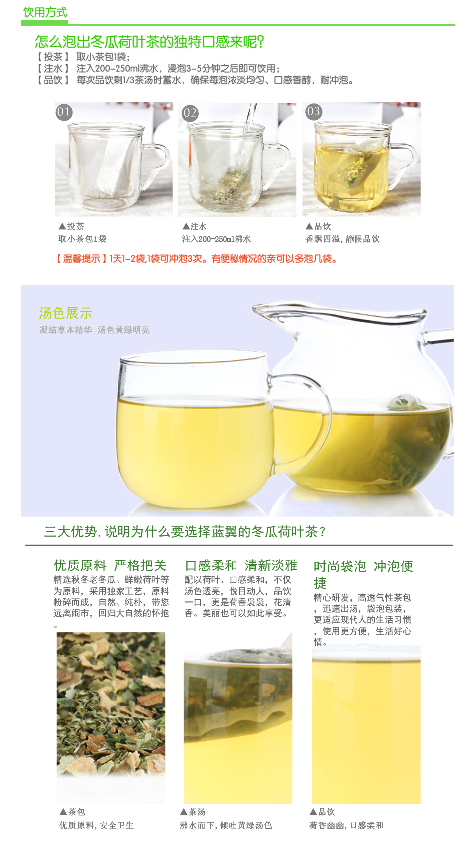 蓝翼 冬瓜荷叶茶180g 花草茶袋泡茶包装 夏天必备饮品图片