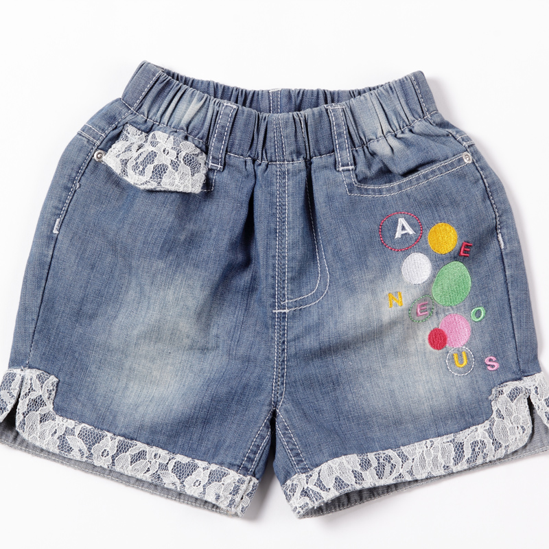 小毛虫童装 夏季<em>儿童女短裤</em> 牛仔短裤百搭夏装