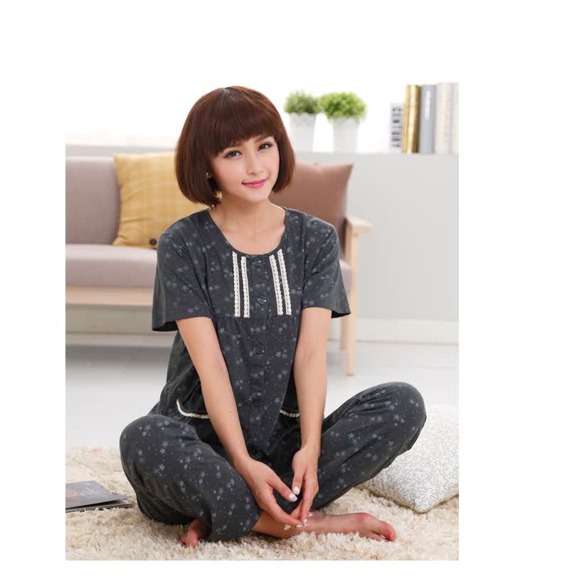 索纳茜 胖mm<em>加肥加大码睡衣女夏</em>款纯棉短袖套