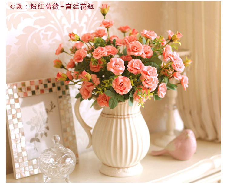 鱼西美屋 柔美蔷薇仿真花套装 客厅装饰花艺假花摆设干花卉家饰品家居饰品摆件 结婚礼物礼品 B款