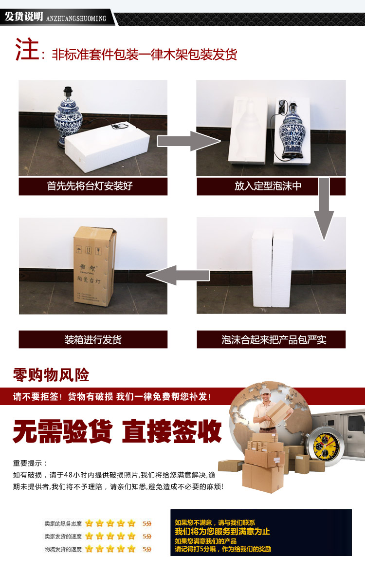唐英陶瓷台灯 景德镇新中式简约 客厅书房床头灯具创意台灯送光源 C款 纯白之恋