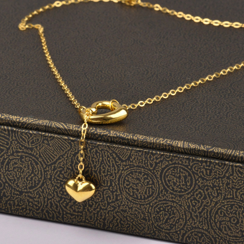 心形千足金项链 千足金项链男
